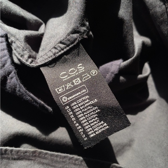 COS Charcoal Cotton Tie Waist Dress size Small - Picture 7 of 8